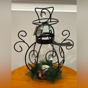 Nantucket Metal Snowman LED Candle Holder Christmas Winter Decor